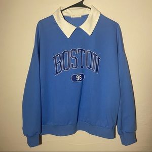 Romwe Boston 96 Crewneck sweater with white collar